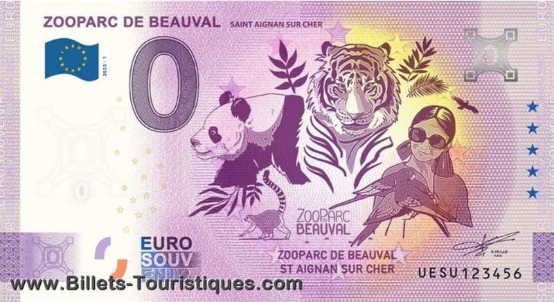 Recevez chez vous deux Billets 0€ Euro Souvenir 2022 du Zoo de Beauval