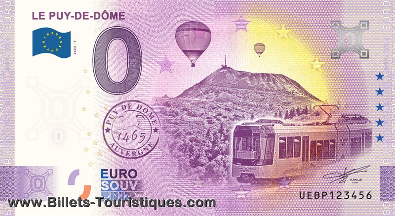 Recevez chez vous ce billet Euro Souvenir du Puy-de-Dôme
