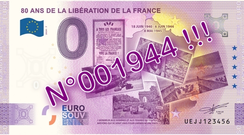 Les enchères pour le Billet 80 ans de la Libération de la France N°001944 sont ouvertes !