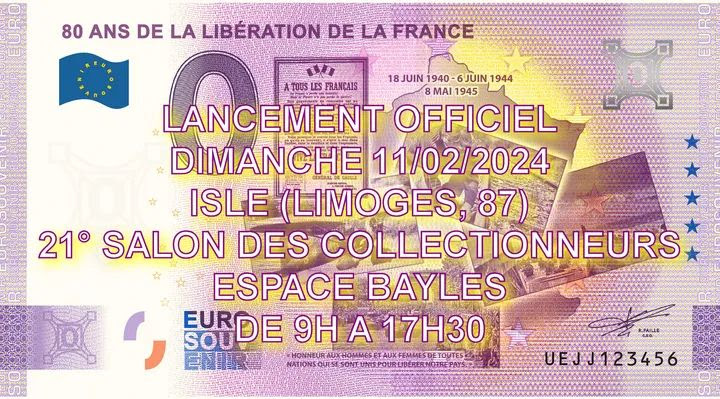 En plus du billet Zero Euro des 80 ans de la Libération de la France, vous pourrez également acquérir du matériel de rangement sur notre Stand le dimanche 11 février à Isle (87)