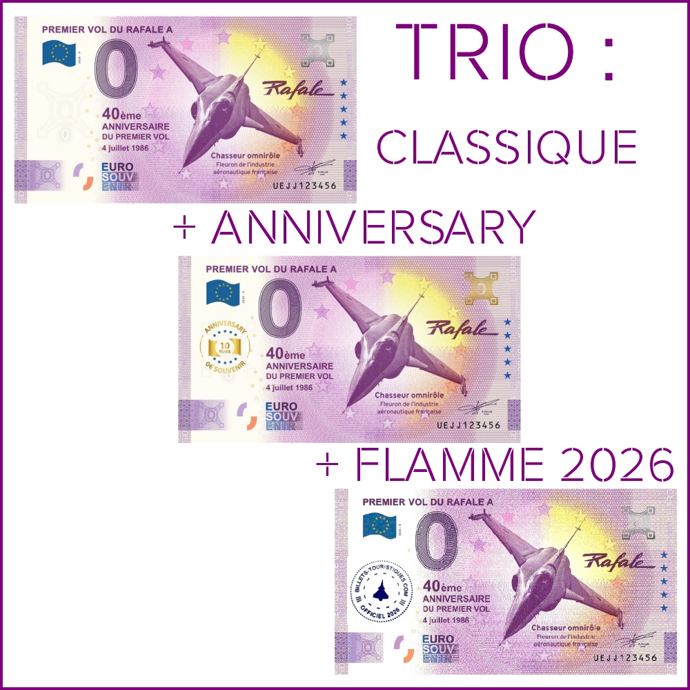 TRIO PREMIER VOL DU RAFALE A - 4 JUILLET 1986 - UEJJ 2025-9