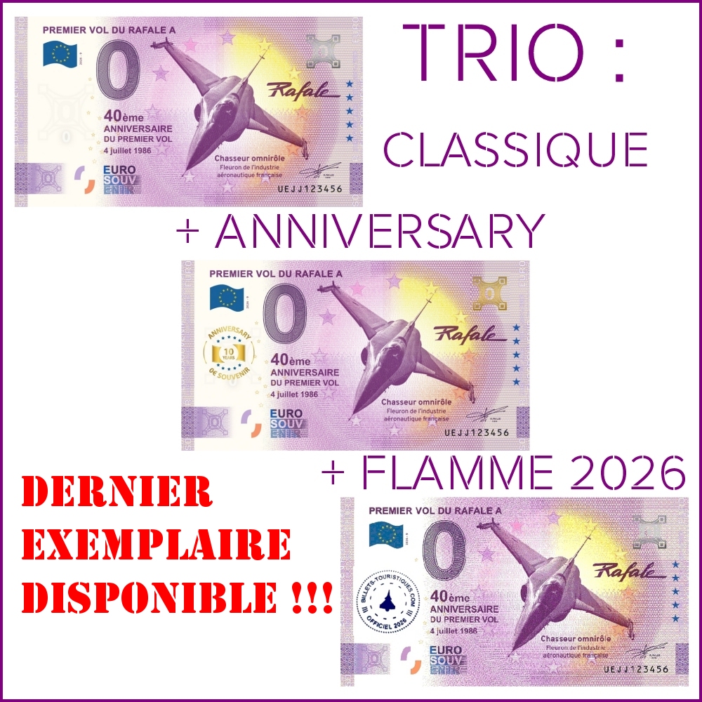 TRIO PREMIER VOL DU RAFALE A - 4 JUILLET 1986 - UEJJ 2025-9